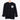 Black Long Haired Dachshund sweatshirt on a wood coat hanger. Sweatshirt features a Dachshund face printed on the left chest in white.