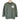 Military green Long Haired Dachshund sweatshirt on a wood coat hanger. Sweatshirt features a Dachshund face printed on the left chest in white.