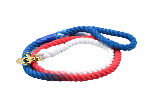 Red, White, and Blue Ombré Dog Rope Leash